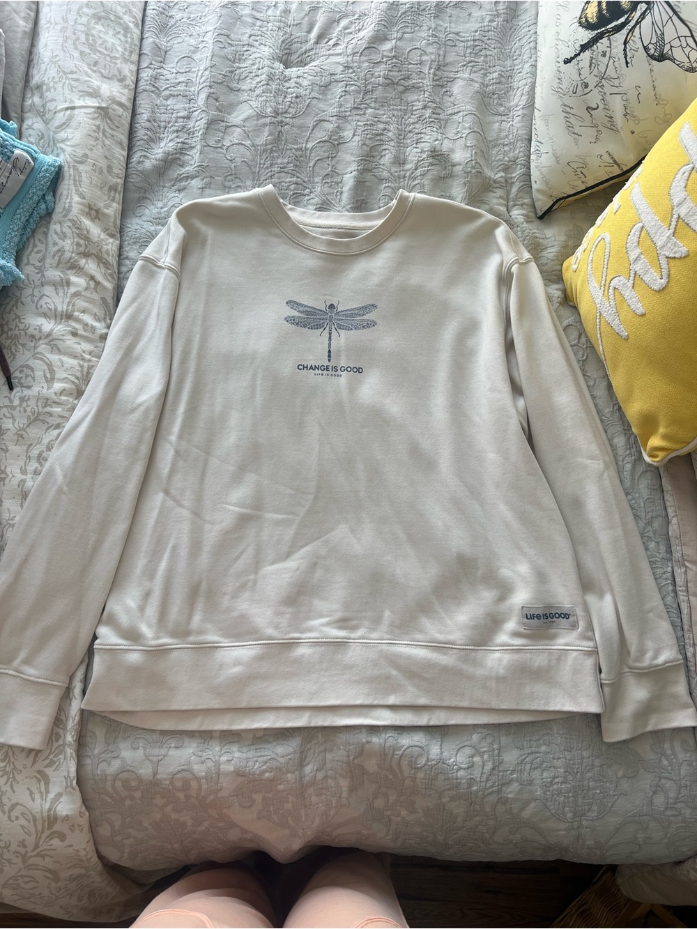Life is Good Cream Dragonfly Crewneck Sweatshirt